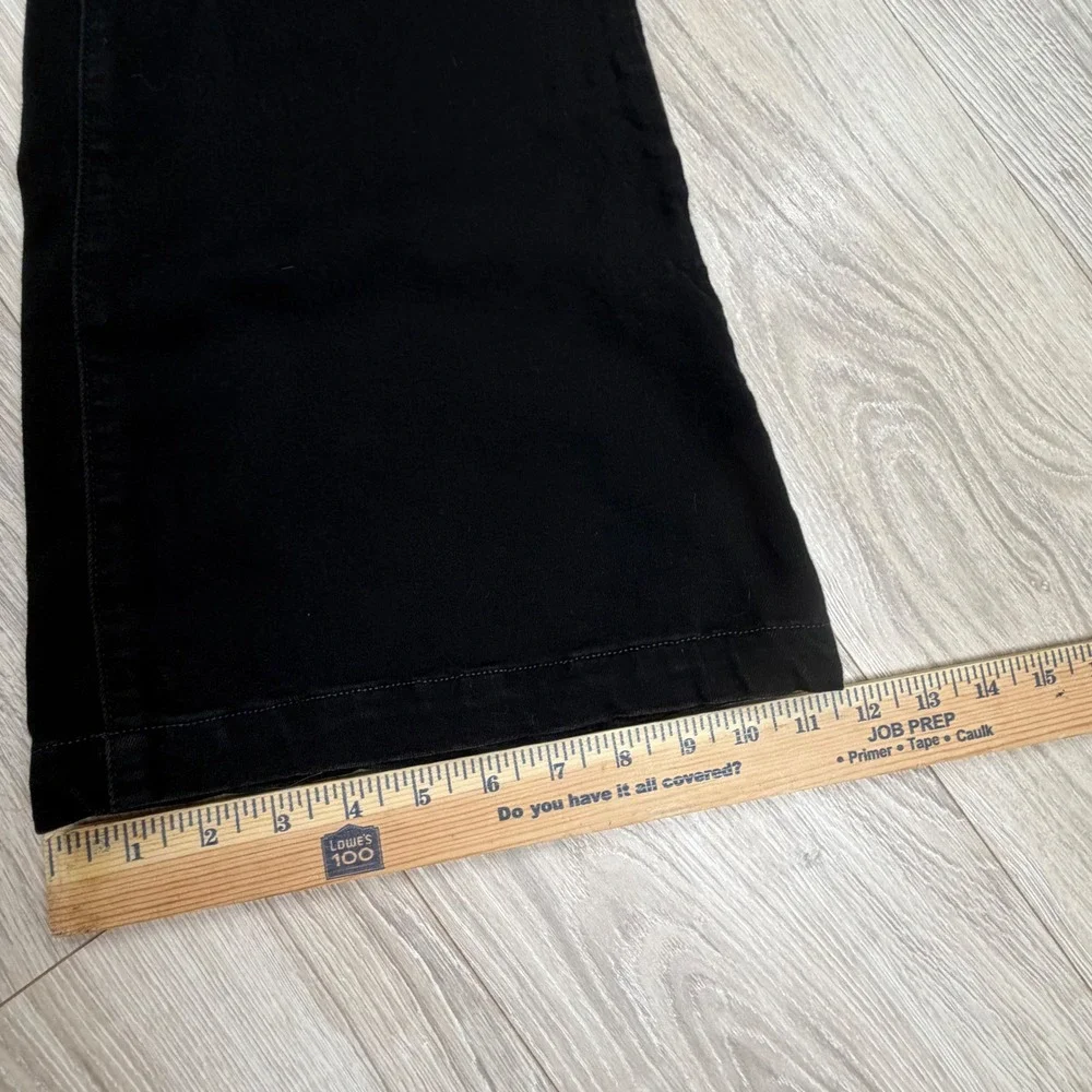 PAIGE Genevieve High‎ Rise Flare Jeans Black Shadow 27 High Waisted Patch Pocket